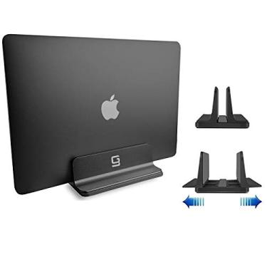 Imagem de Suporte vertical para laptop de mesa [ajustável] Base de alumínio resistente para todos os laptops (até 51,6 cm) com economia de espaço, suporte compacto moderno, compatível com MacBook Pro/Air,
