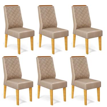 Imagem de Conjunto com 06 Cadeiras Lídia Cedro Veludo Kraft DJ Móveis