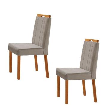 Imagem de Kit 2 Cadeiras ágata Com Puxador Móveis Minas Cor Veludo Cinza