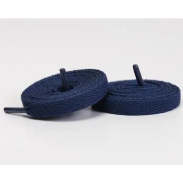 Imagem de Par De Cadarço Achatado  Tênis Sapatos 1,20m Azul Marinho - Home Goods