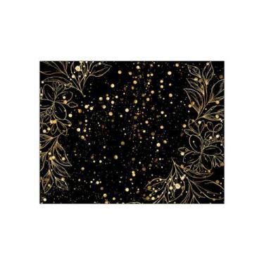 Imagem de Painel de Festa Horizontal 1,55 X 1,20 - Fundo Preto Folhagens Efeito 