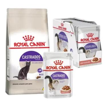 Imagem de 12 Sachês + Ração Royal Canin Sterilised Gatos Castrados 10,1kg