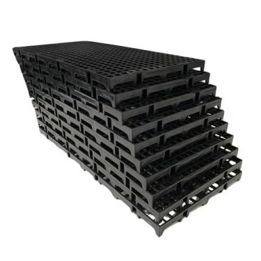 Imagem de Kit 10 Peças Palete Estrado Piso Plástico Preto 2,5x25x50 Cm - Triopla