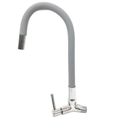 Imagem de Torneira Gourmet de Cozinha Silicone Cinza Parede Flexível 1/4v Boni  