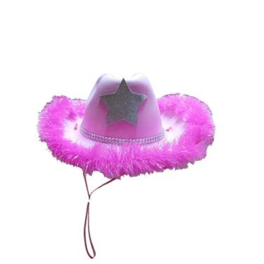 Imagem de Chapeu Ana Castela Rebeldes Com Pluma Rosa Cowgirl Festa - dinka