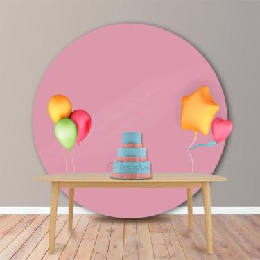 Imagem de Painel Redondo em Tecido Oxford Rosa Envelhecido Rosé Liso, 1,80, 1,80