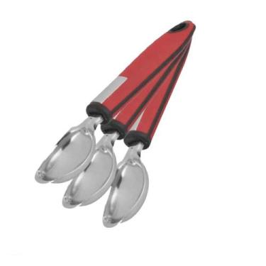Imagem de Kit 3 Colher Concha Bola De Sorvete Inox Manual Vermelha - UNY GIFT 