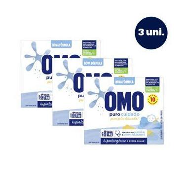Imagem de Kit 3 Lava-Roupas Sabão Em Pó Omo Puro Cuidado Caixa 800g - UNILEVER