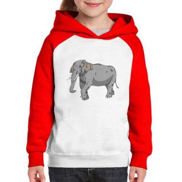 Imagem de Moletom Infantil Elefante Ilustração - Foca na Moda, Branco, Vermelho,