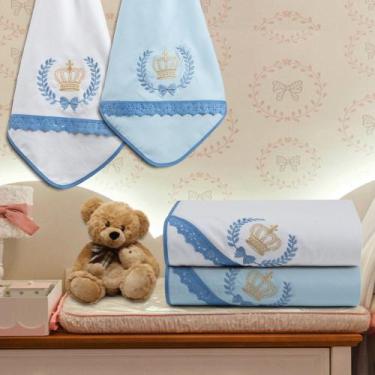 Imagem de Kit 2 Cueiro Bordado Luxo Bebê Manta Flanelado Maternidade - Raga Deco