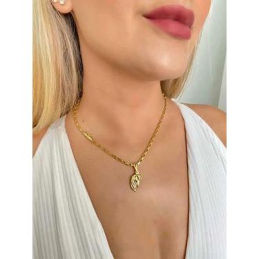Imagem de Cordão Cadeado 3mm Feminino Banhado Ouro 18k Pingente Cavalo - ToJoia1