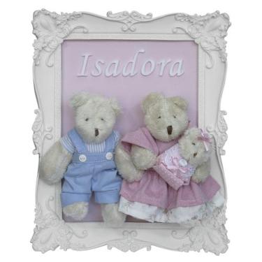 Imagem de Porta Maternidade Quadro Família Urso com Bebê Menina Quarto Bebê Infa
