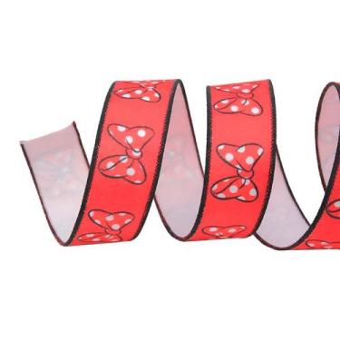 Imagem de Fita de Cetim Estampa Minnie - Vermelho/Branco/Preto - 3,8x1000cm - 1 