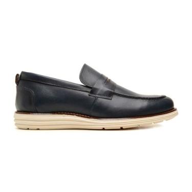 Imagem de Sapato Social Casual Loafer Masculino Derby Em Couro Azul - GGFontanez