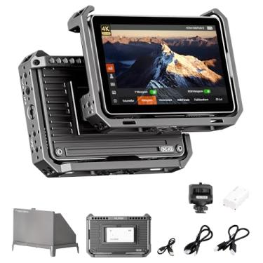 Imagem de VILTROX DC-X2 6 polegadas Touchscreen Camera Field Monitor com Rig Cage, monitor fotográfico profissional 4K HDMI 1.4, 2000 nits, monitor de câmera com bateria, para-sol, USB A 3D Lut