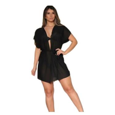 Imagem de Saída de praia Kimono  pareô transparente Camisetão - RAYS MODAS, Pret