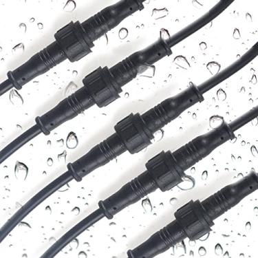 Imagem de 5 peças de 3 pinos à prova d'água IP65 fio de junção fêmea fêmea externo 20 cm 3 x 0,3 mm cabo de extensão para carro, caminhão, barco, fita de LED interna/externa (4 pinos)