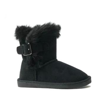 Imagem de REDVOLUTION Botas infantis para meninas com laço de borboleta fofo | Bota de couro PU PomPom (Bebê/Criança pequena), Preto 420tod, 12 Little Kid