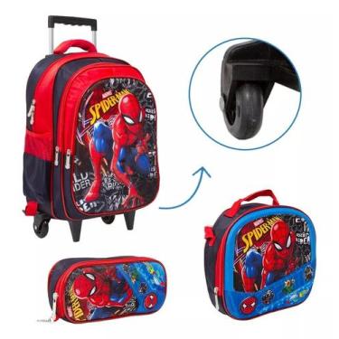 Imagem de Kit Mochila Infantil Rodinha Spider Man 3d Reforçada Toys 2u