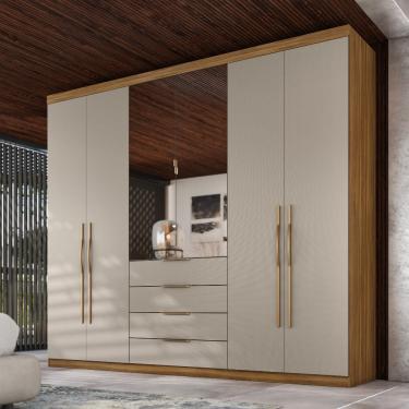 Imagem de Guarda Roupa Casal com Espelho 6 Portas 4 Gavetas Giardino Demóbile - Amendola/NUde Prime TX