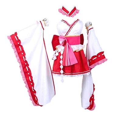 Imagem de Re0 Re Life a Different World from Zero Cosplay Ram Rem Kimono Cosplay Conjunto Completo + Peruca, Tamanho:, M