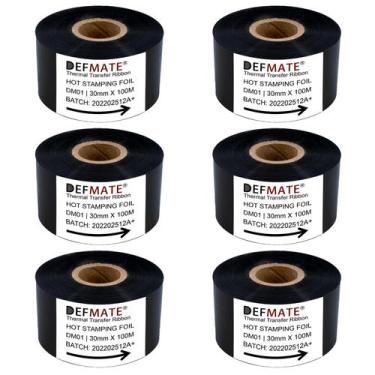Imagem de Resina de Fita de Transferência Térmica Preta - 30mm x 100m (6 Rolos)