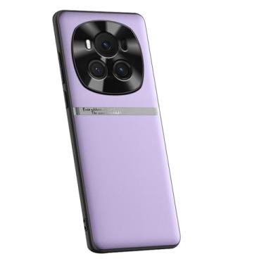 Imagem de POYUFRG Capa de couro vegano para Honor Magic 6 Pro/6, proteção de câmera minimalista ultrafina e leve capa de borda de silicone macio, roxo, 6 Pro