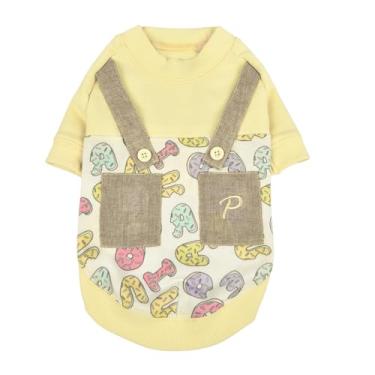 Imagem de Puppia Camisa de cachorro Maisy gola redonda, roupa moderna para cães pequenos e médios, amarelo claro, grande