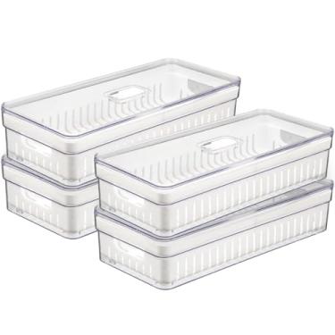 Imagem de Organizador de Geladeira Armario Cozinha 3,6L Acrilico Para Frutas Legumes e Vegetais (Kit 4, Cesta)