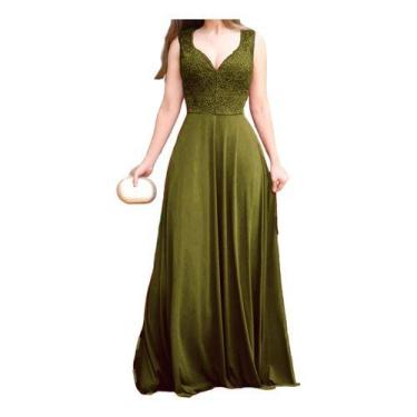 Imagem de Vestido De Festa Longo Para Madrinha Com Renda No Busto - Casual Dress