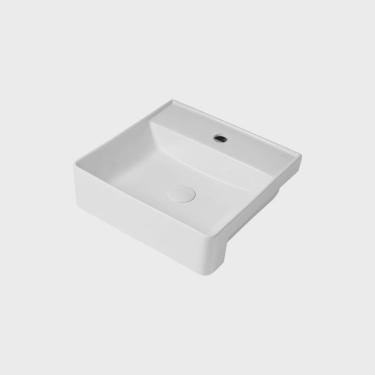 Imagem de Cuba Semi Encaixe Quadrada 42x42x13cm Sentiero com Mesa Acqua Brasil