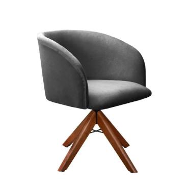 Imagem de Poltrona Decorativa Atenas Pé Giratório em Madeira Facilita Decor