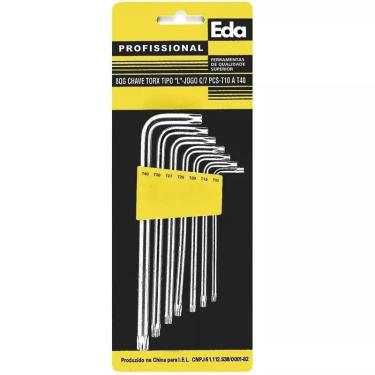 Imagem de Kit Jogo Chave Tork Torx Tipo L De Alta Qualidade 7 peças