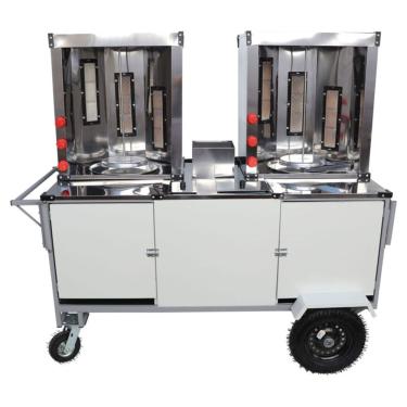 Imagem de Carrinho de Churrasco Grego Duplo Toldo e Rodas Pneumáticas Cefaz