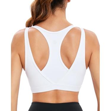 Imagem de RUNNING GIRL Sutiã esportivo feminino de alto suporte, bojo moldado, sutiã esportivo de alto impacto, costas nadadoras, treino, ioga, corrida, Branco, XGG