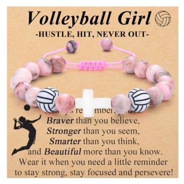 Imagem de OAVOOK Presentes de voleibol para meninas, pulseiras de vôlei, presentes de equipe para filha, neta, treinadora, amiga, presente de aniversário/Natal/formatura, Volleyball Gift, Sem metal, Sem Pedra