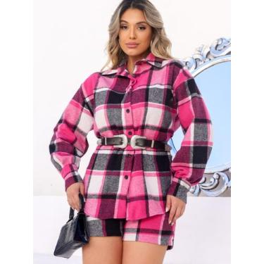 Imagem de Camisa Feminina Xadrez Manga Longa Clássica Casual Festa Junina Elegan