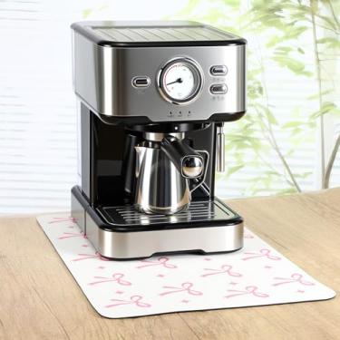 Imagem de Maxdot Tapete de secagem de prato rosa para balcão de cozinha, tapete de café, tapete de escorredor absorvente com borracha antiderrapante para cafeteira, cafeteira, decoração de sala de jantar