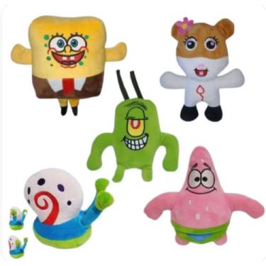 Imagem de Kit Pelúcia Turma Bob Esponja Personagem Infantil Criança Brinquedo de
