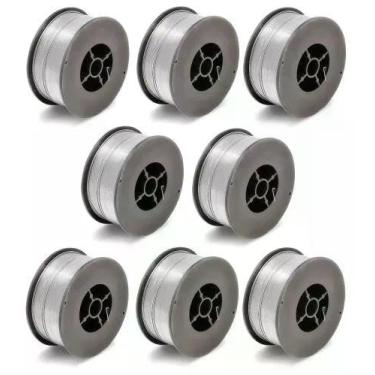 Imagem de Kit - 8 Arame Para Solda Mig Revestido Uso Sem Gás 0,8mm E71t-sg - Rolo 1kg - Galzer