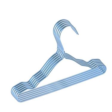 Imagem de Cabides de roupas para crianças, 10 peças de liga de alumínio, sem rastro, suporte antiderrapante, cabide de metal, organizador de roupas infantis, cabides de secagem (cor: azul royal) (tamanho único)