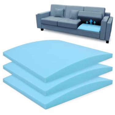 Imagem de BUYUE Almofada fixa para móveis flácidos, almofada de suporte para sofás, sofás, poltronas reclináveis, peças de reposição de espuma de alta densidade, corte de reparo DIY (22 x 22 x 2,4 azuis, 3