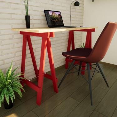 Imagem de Escrivaninha Cavalete Ms Colors Vermelho/Natural