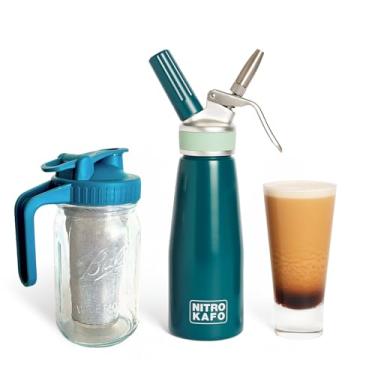 Imagem de NITRO KAFO Cafeteira nitro premium de 0,5 L, cafeteira nitro fria de alumínio com bocal difusor nitro especial e jarra fria para fazer nitro cold brew, 1 litro/0,5 L