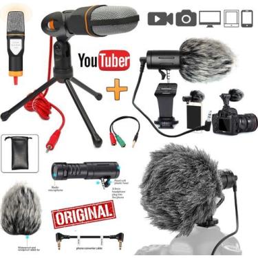 Imagem de Microfone Direcional Profissional Shotgun Celular Câmera Pc Espuma Cor