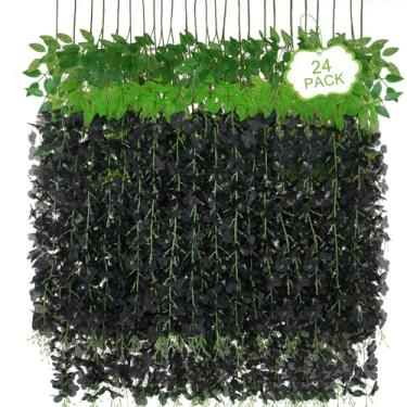 Imagem de Siyaluens Flores falsas para pendurar glicínias (24 peças, preto)