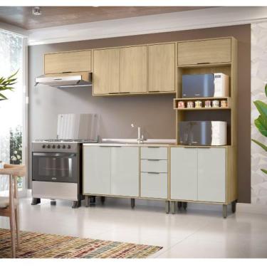 Imagem de Cozinha Modulada 4 Peças Vick Castanho Off White - MX MOVEIS