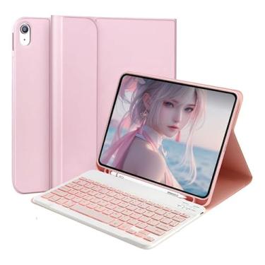 Imagem de Capa Para Tablet Com Teclado Bluetooth Para 5ª/6ª Geração,iPad Air1/Air2,iPad Pro 9.7 Polegadas (Rosa, Teclado retroiluminado)
