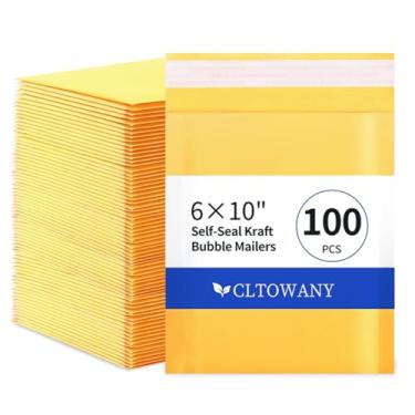 Imagem de Cltowany Envelopes Kraft Bubble Mailers autovedantes de 15 x 25 cm, pacote com 100, envelopes pequenos acolchoados para cartões postais, joias, maquiagem e embalagens para pequenas empresas
