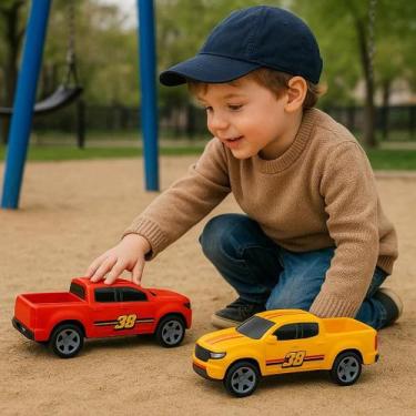 Imagem de Kit 2 Mini Caminhonete Brinquedos Carrinho Boneco Moto Infantil Presen